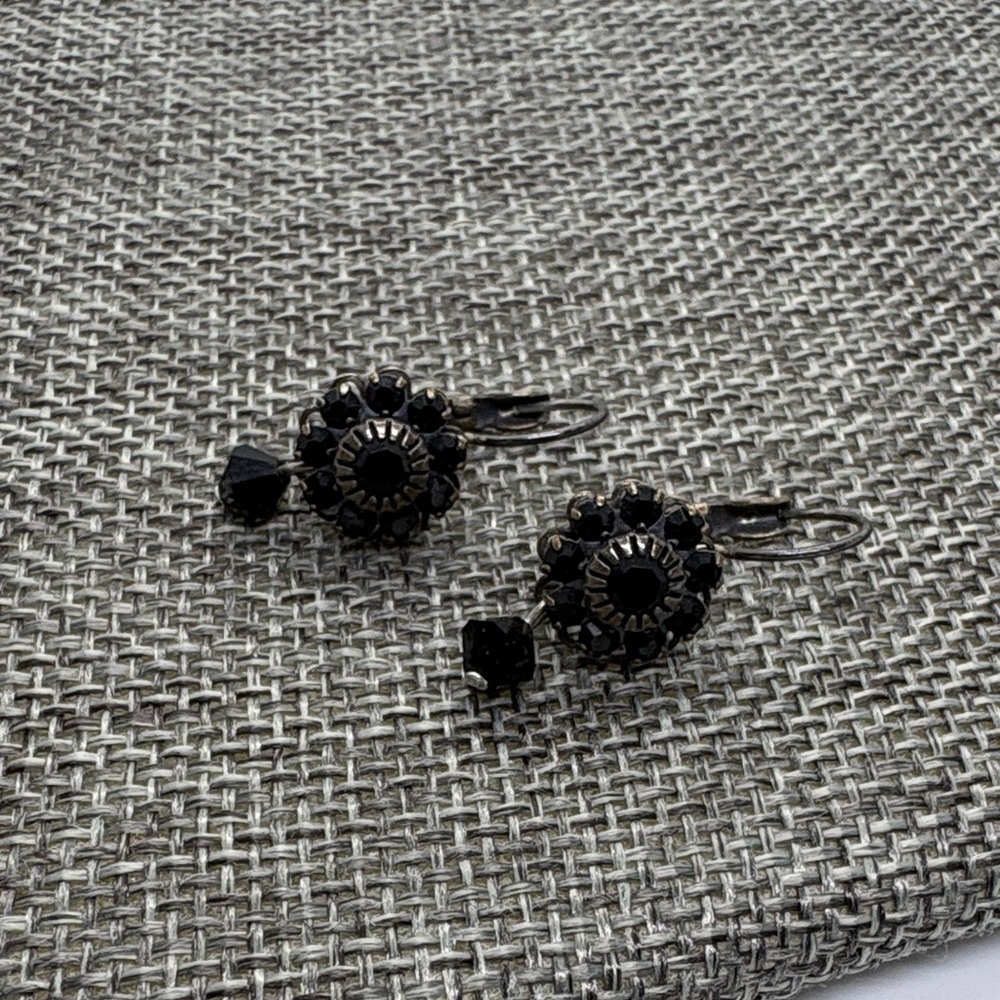 Liz Palacios Black Crystal Drop Earrings